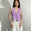 V-Neck Knit Vest Jacket with Double-Breasted Sleeveless Top