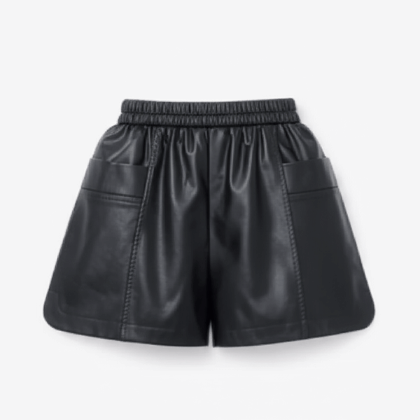 [BM006] Casual Faux Leather Shorts
