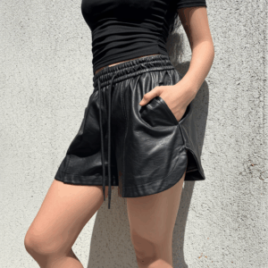 Casual Faux Leather Shorts