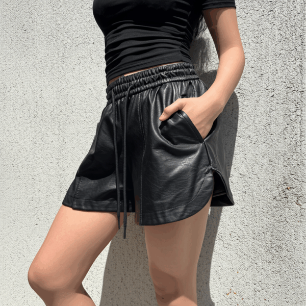Casual Faux Leather Shorts