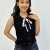 French-Style Ruffled Sleeveless Top