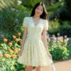 European and American Style Fashion Floral V-Neck Dress