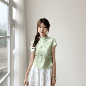 Sweet Bow-Knot Knit Short Sleeve Top