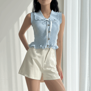 French-Style Ruffled Sleeveless Top