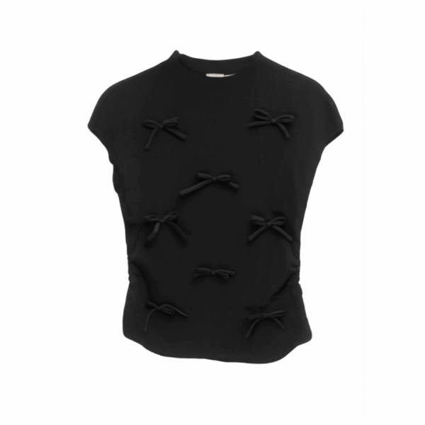 [TP007] Sweet Bow-Knot Knit Short Sleeve Top
