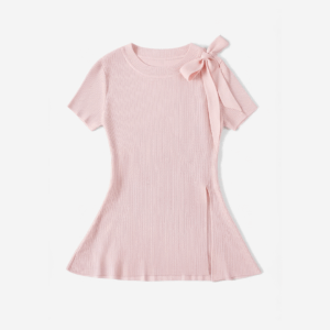 [TP008] Korean-Style Tie-Waist Elegant Knit Top