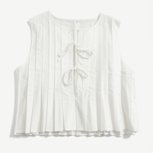 [TP001] Pleated Sleeveless Tie-Up Blouse