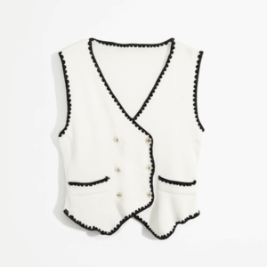 [TP003] V-Neck Knit Vest Jacket with Double-Breasted Sleeveless Top