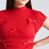 [TP007] Sweet Bow-Knot Knit Short Sleeve Top