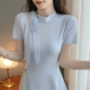 Korean-Style Tie-Waist Elegant Knit Top
