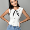 French-Style Ruffled Sleeveless Top