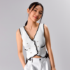 V-Neck Knit Vest Jacket with Double-Breasted Sleeveless Top