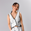 [TP003] V-Neck Knit Vest Jacket with Double-Breasted Sleeveless Top