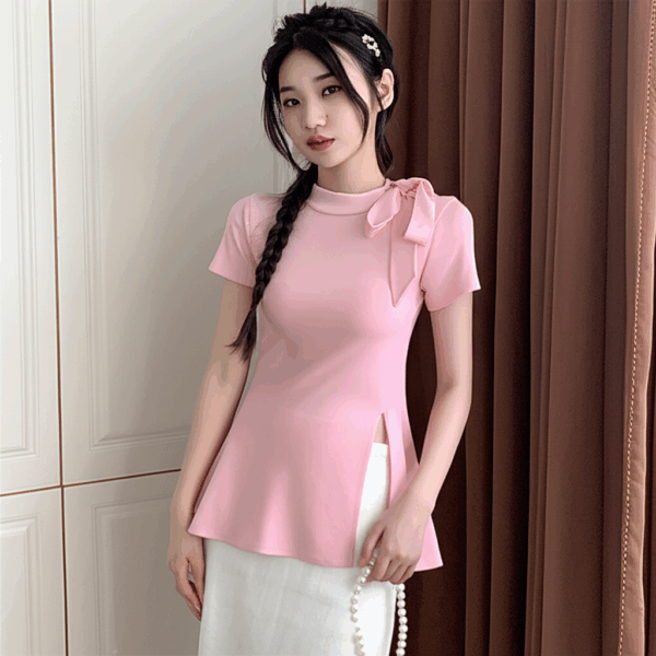 Korean-Style Tie-Waist Elegant Knit Top