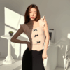 French Vintage Knit Vest with Bow Detail
