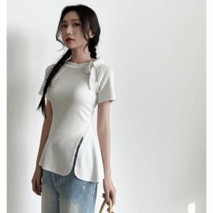 Korean-Style Tie-Waist Elegant Knit Top