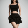 [BM015] Ballet-Inspired Lace Trim Tulle Skirt
