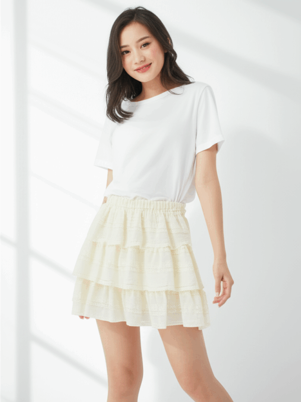 [BM015] Ballet-Inspired Lace Trim Tulle Skirt