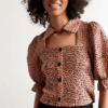 [TP023] Leopard Print Puff Sleeve Blouse