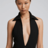 [TP026] Backless Halter Neck Shirt-Style Top