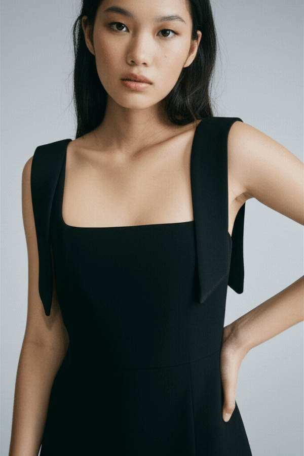 [TP027] Stretch Top with Bow Detail