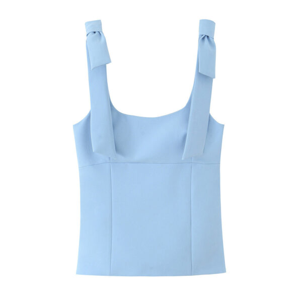 [TP027] Stretch Top with Bow Detail