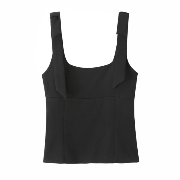 [TP027] Stretch Top with Bow Detail