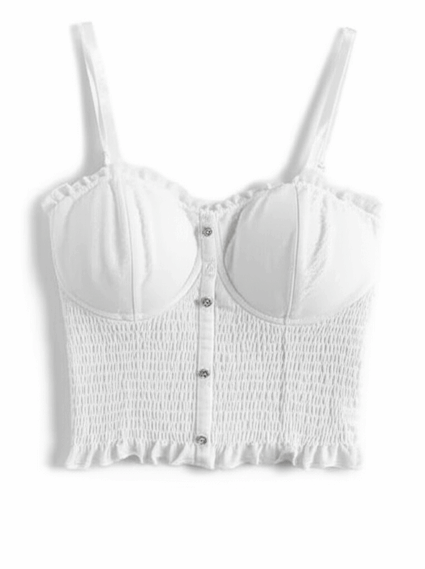 [TP025] Ruched Lace Trim Cami Top