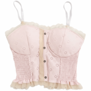 [TP025] Ruched Lace Trim Cami Top