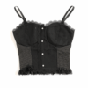 [TP025] Ruched Lace Trim Cami Top