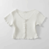 [TP028] Crew Neck Knit Top with Lace Trim