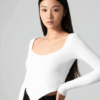 [TP035] Asymmetrical Open-Back Scoop Neck Top