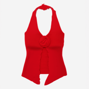 [TP030] 3D Floral Knit Halter Tank Top