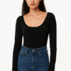 [TP035] Asymmetrical Open-Back Scoop Neck Top