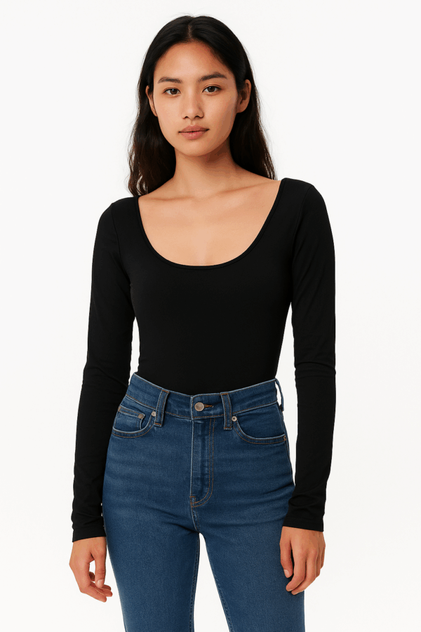 [TP035] Asymmetrical Open-Back Scoop Neck Top
