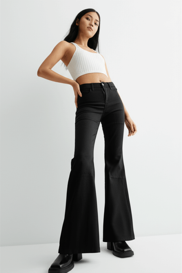 [BM018] High-Waisted Slim Flared Pants