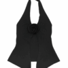 [TP030] 3D Floral Knit Halter Tank Top