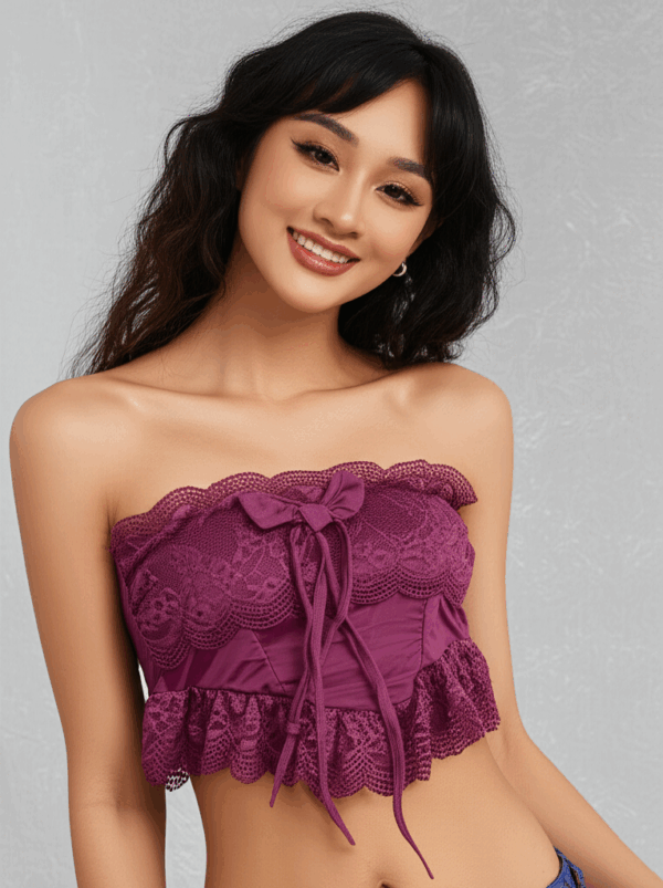 [TP034] Lace Camisole Top with Bow Detail
