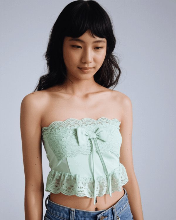 [TP034] Lace Camisole Top with Bow Detail