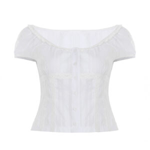 [TP029] Minimalist Puff-Sleeve Blouse