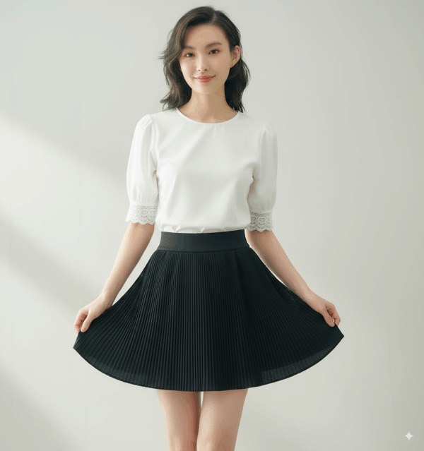 [BM020] High-Waisted Accordion Pleated Skirt