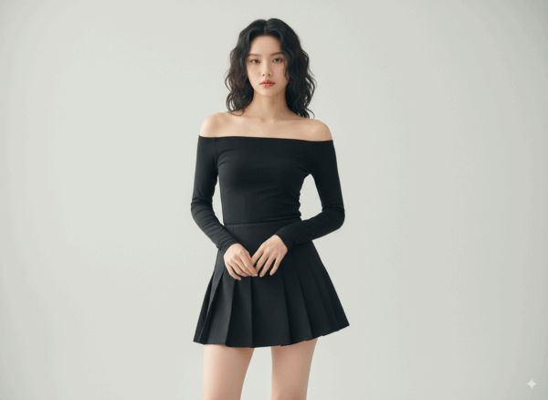 [TP036] Slim-Fit Off-Shoulder Long-Sleeve Tee