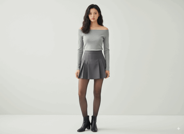 [TP036] Slim-Fit Off-Shoulder Long-Sleeve Tee