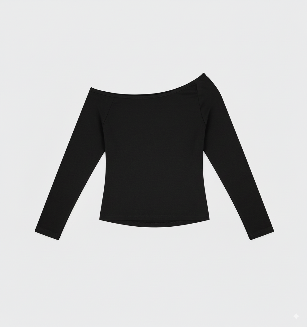[TP036] Slim-Fit Off-Shoulder Long-Sleeve Tee