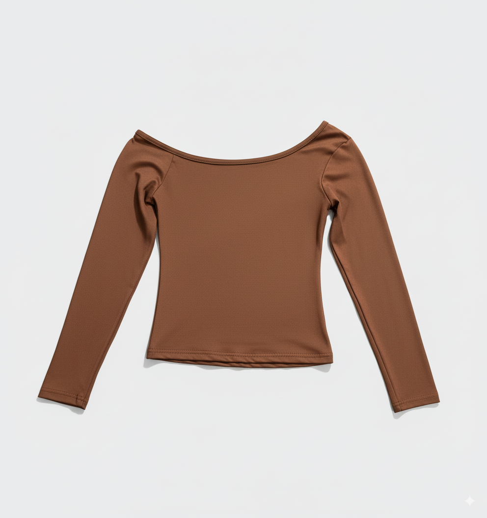 [TP036] Slim-Fit Off-Shoulder Long-Sleeve Tee