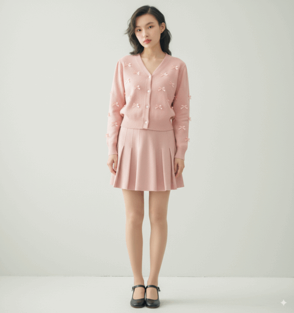 [TP039] Bow-Detail Parisian-Style Knit Sweater