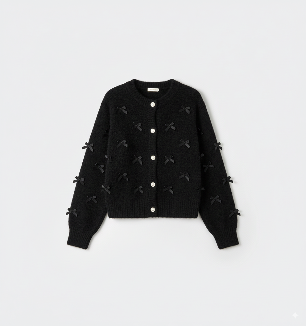 [TP039] Bow-Detail Parisian-Style Knit Sweater