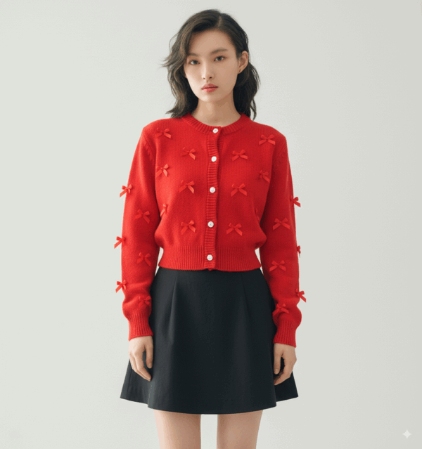[TP039] Bow-Detail Parisian-Style Knit Sweater