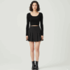 [TP043] Cropped Long-Sleeve Top with Built-In Bra