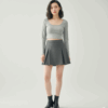 [TP043] Cropped Long-Sleeve Top with Built-In Bra